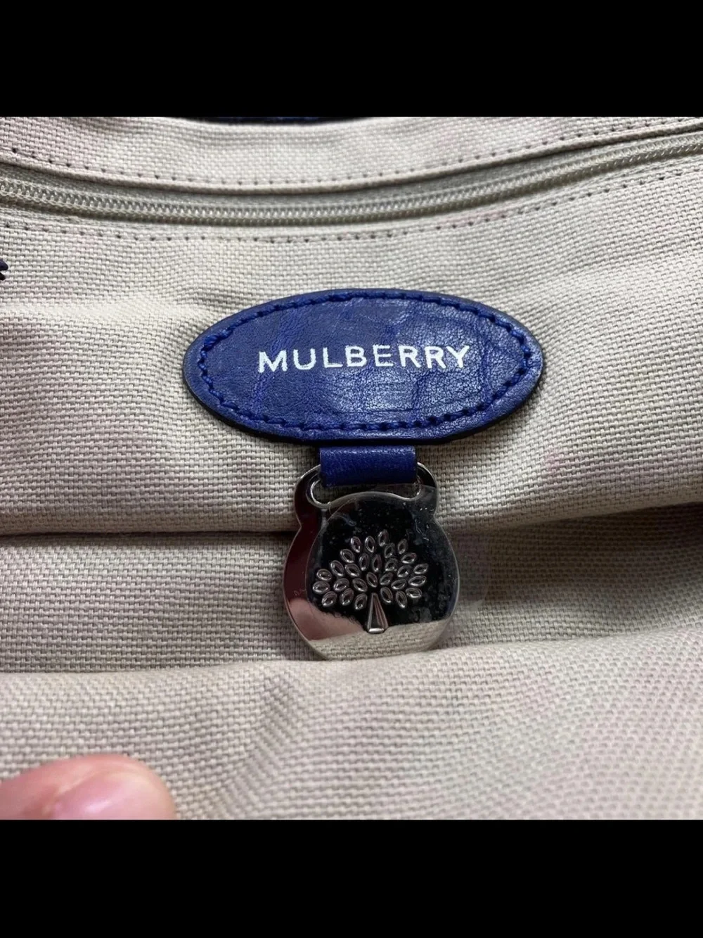 Mulberry Deep Blue Textured Leather Satchel with Top Handle